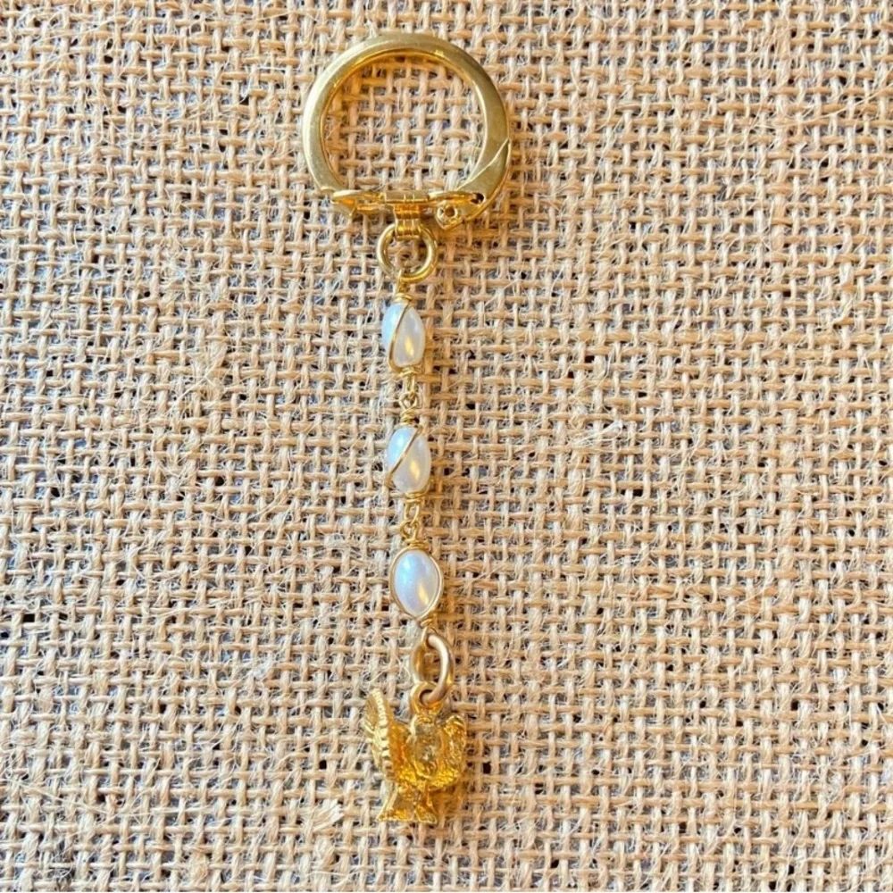 Lot of key chains rings with faux pearls bag airplane teacher in mixed tones